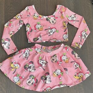 Disney WILD RICH KIDS WRK Christmas Skirted Leo and Crop Top Set 7/8 runs small